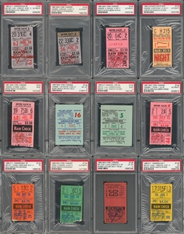 1960-68 Mickey Mantle Home Run Ticket Stub Collection- Lot of 12 (PSA)